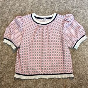 Voy Pink and White Checkered Top